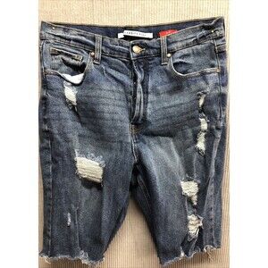 Celebrity Pink Bermuda Denim Shorts Size 11/30 Factory Destroyed Button Fly